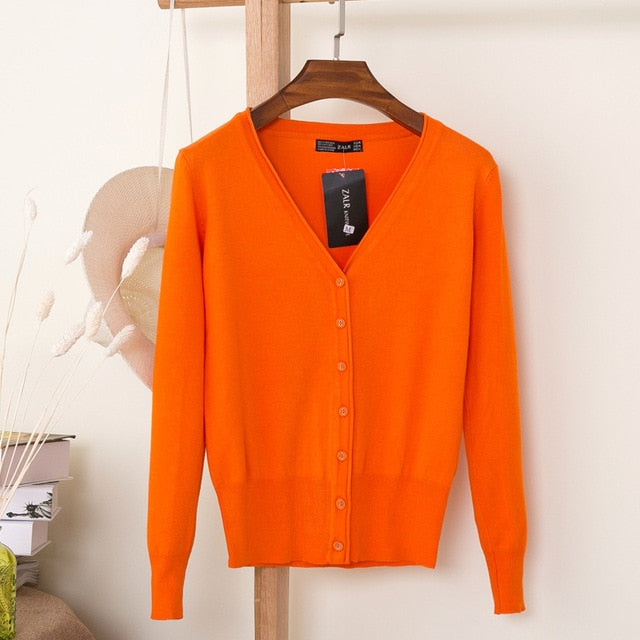 VenusFox Autumn Women Knitted Cardigan with buttons
