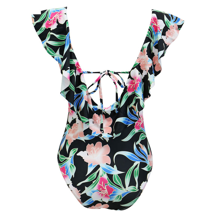 Sexy Off Shoulder Ruffle One Piece Swimsuit