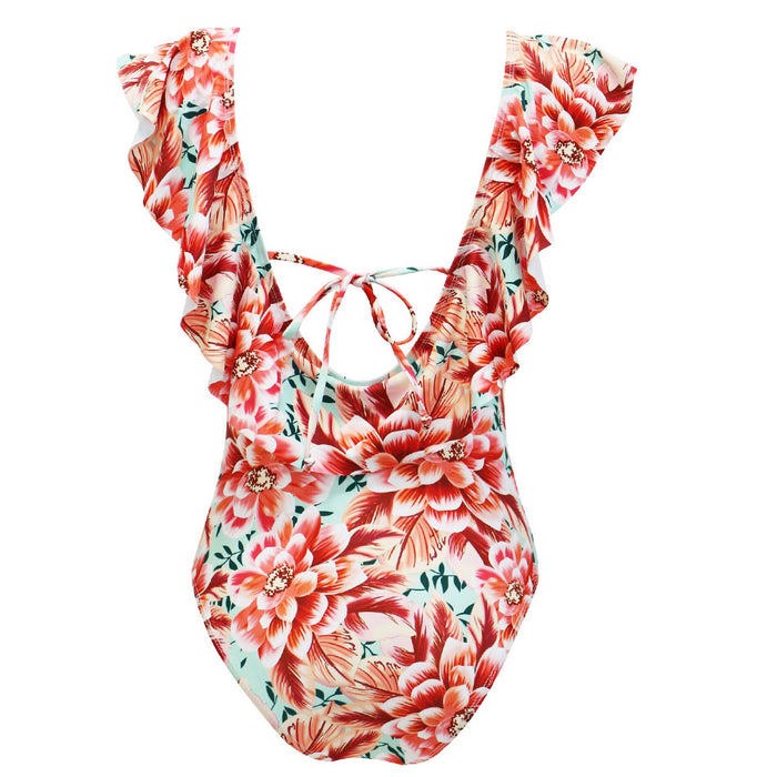 Sexy Off Shoulder Ruffle One Piece Swimsuit