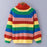 VenusFox Rainbow turtleneck striped knitted sweaters jumpers oversized pullover