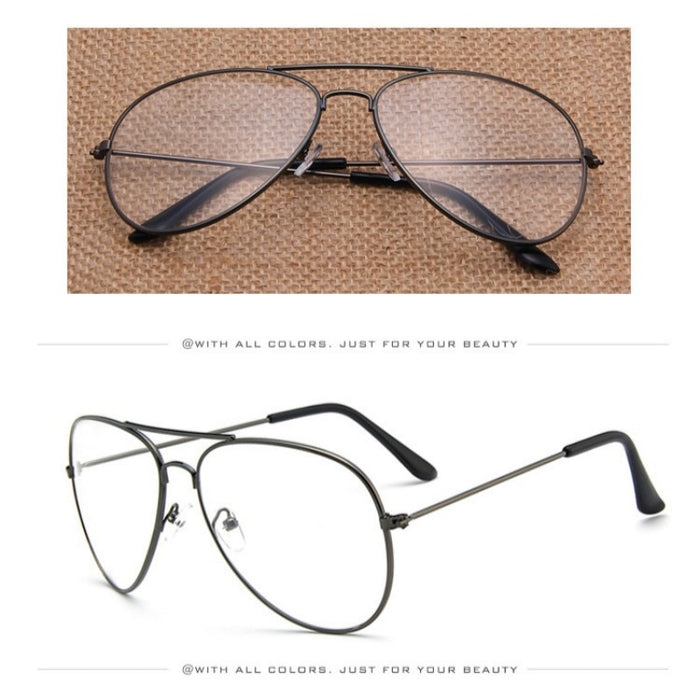Classic Clear Glasses Gold Frame Vintage Optical Aviation Eyeglasses