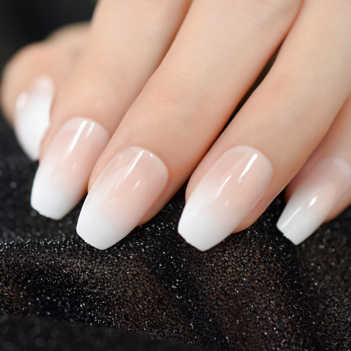 24pcs Natural Ombre French Ballerina Fake Nail