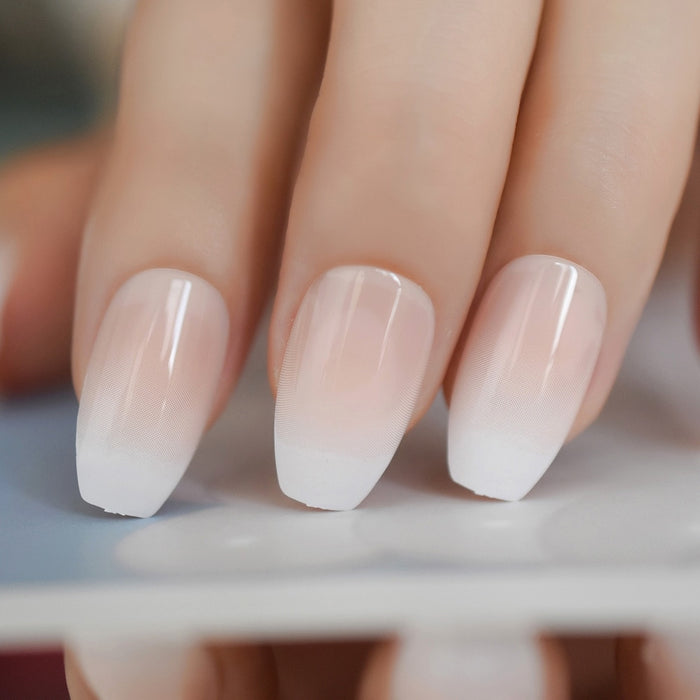 24pcs Natural Ombre French Ballerina Fake Nail