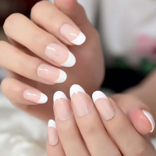 24pcs Natural Ombre French Ballerina Fake Nail