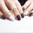 24pcs Vintage Black White Line Short Fake Nails Tips with Glue