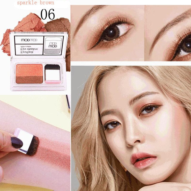 Duo Color Easy Makeup Eyeshadow Palette Shimmer Matte High Pigment Sunset Eyeshadow Make Up