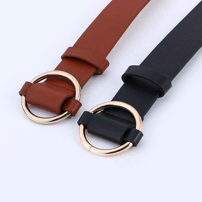 Fashion Simple Circle Pin Gold Buckles Wild  Belt  for women