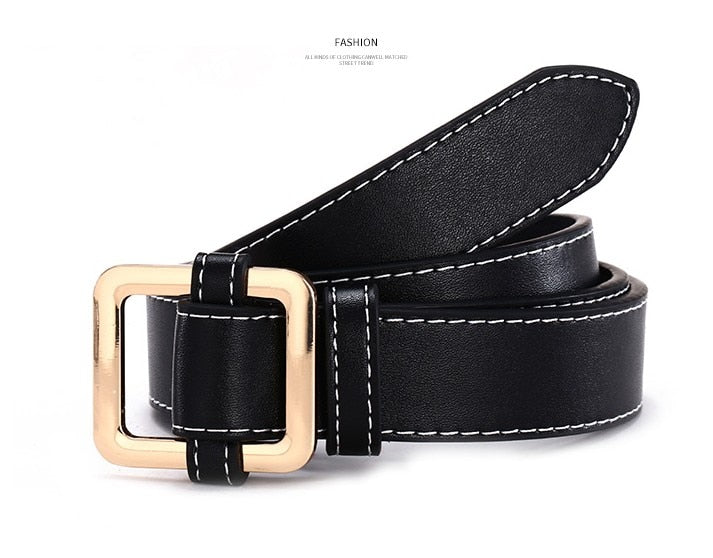 Fashion Simple Circle Pin Gold Buckles Wild  Belt  for women