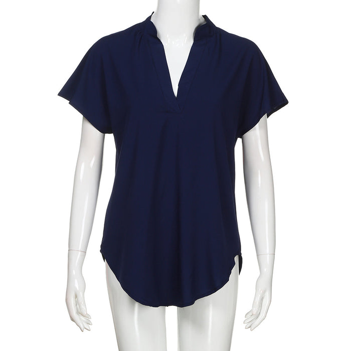 VenusFox Short Sleeve V Neck Casual Blouse