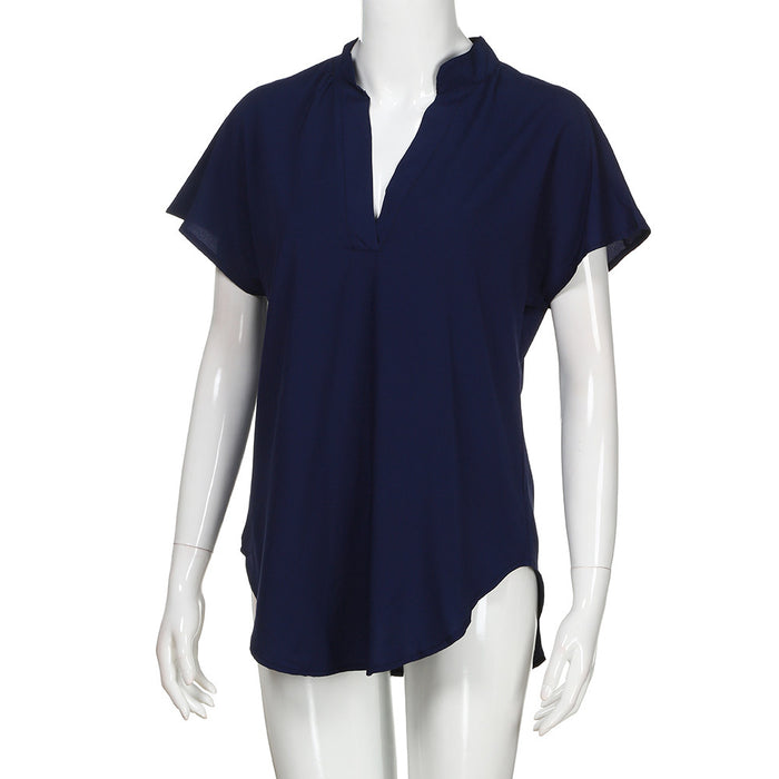 VenusFox Short Sleeve V Neck Casual Blouse