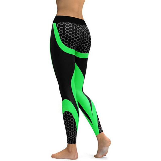 VenusFox Mesh Pattern Print Fitness Leggings