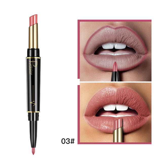 Matte Lipstick Waterproof Double Ended Long Lasting  Lip Liner Pencil