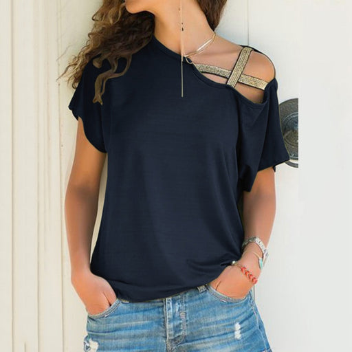 VenusFox One Shoulder Cross Blouse