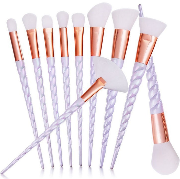 Professional 10PCS Spiral White Handle Makeup Brushes