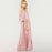VenusFox Womens Pink Off the Shoulder Pleated Satin Sexy Party Club Elegant Maxi Dress