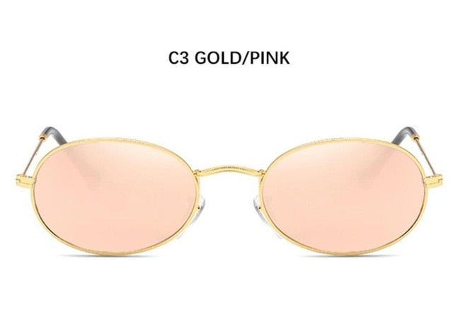 Women Cute Sexy Retro Oval Gold Black Sunglasses