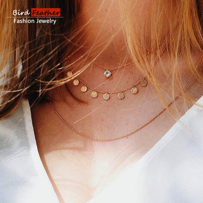 women Fashion Jewelry Short crystal stars Gold color Choker Chain Necklace for