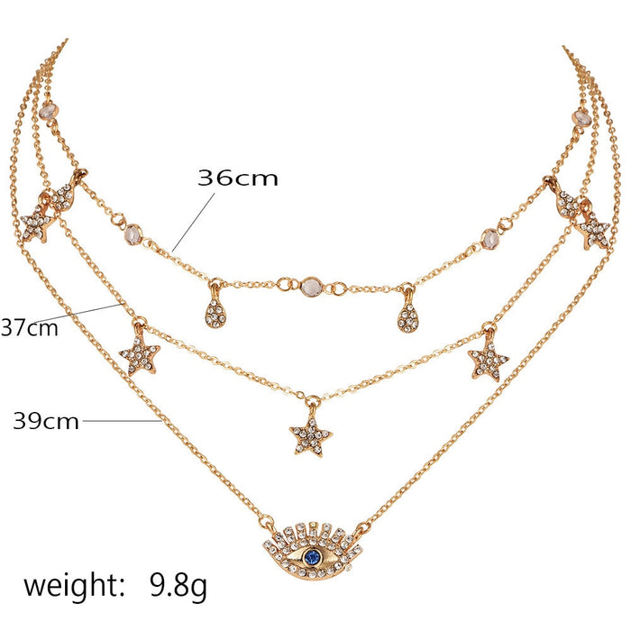 women Fashion Jewelry Short crystal stars Gold color Choker Chain Necklace for