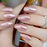 Rose Gold 24 Full Cover False Nails Glitter Acrylic Nail Tips 12 sizes Full Coverage with Glue