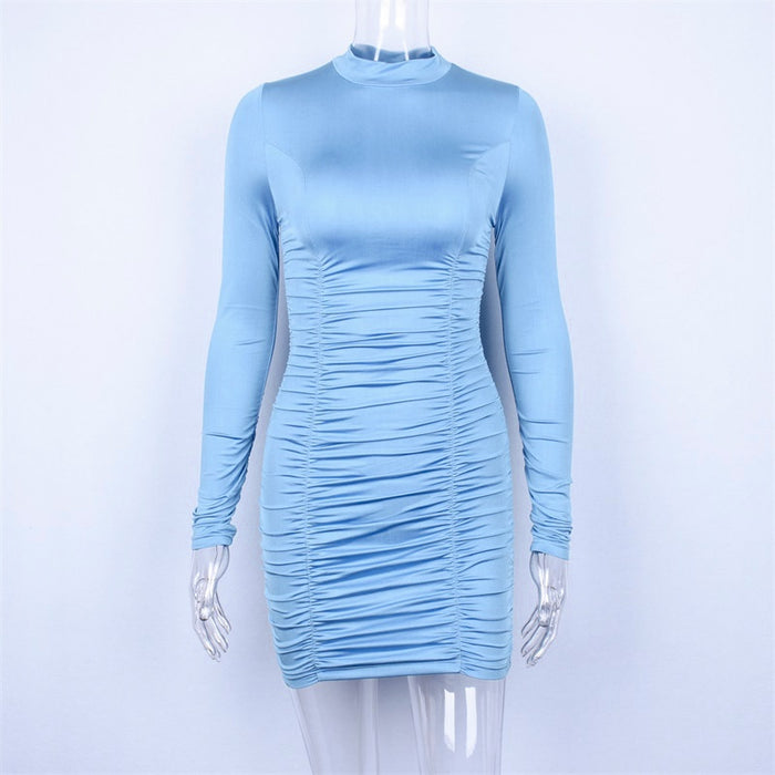 VenusFox women long sleeve high neck mini dress
