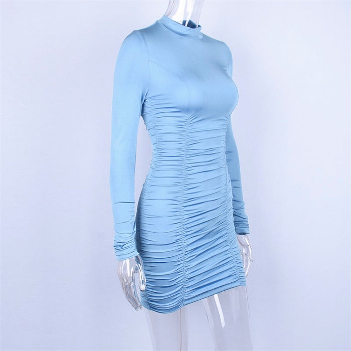 VenusFox women long sleeve high neck mini dress