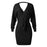 VenusFox Women Sexy Bodycon Slim Belted Cross Double V-neck knitted Backless Dress