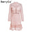 VenusFox Elegant Sexy high waist long sleeve pink party dress