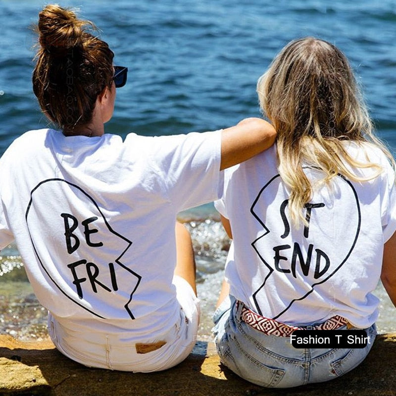 VenusFox Women Best Friends Printing Letter T-Shirt