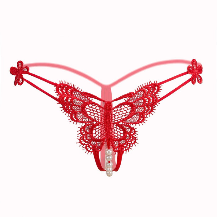 VenusFox Alluring Sexy Lingerie Crotchless G-string Thong With Pearl Tanga