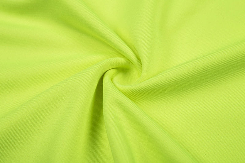 VenusFox Neon Color Dress Sexy Skinny Zipper Front Long Sleeve Dress