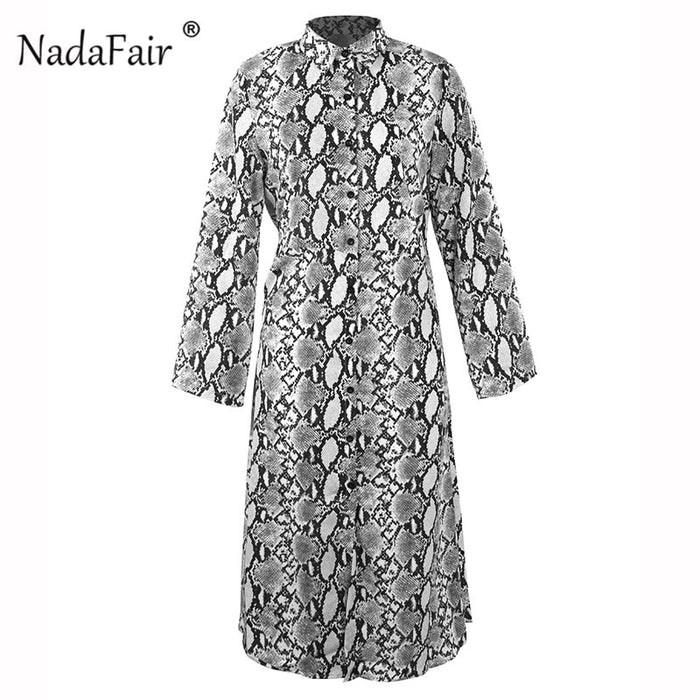 VenusFox Vintage snake print long dress