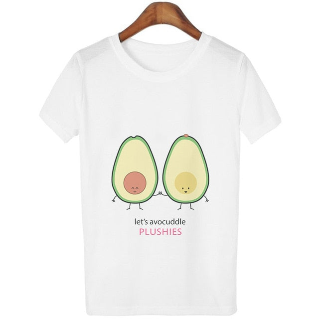 VenusFox Womens Cartoon Avocado Vegan Short Sleeve T-shirt