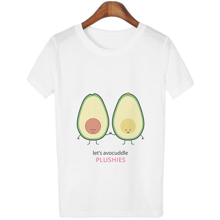 VenusFox Womens Cartoon Avocado Vegan Short Sleeve T-shirt
