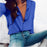 VenusFox Casual Solid Long Sleeve Turn-down Collar Blouse Lapel Shirt