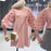 VenusFox Women Wool Ball Lantern-sleeve Cute Knit Dress Sweater