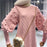 VenusFox Women Wool Ball Lantern-sleeve Cute Knit Dress Sweater