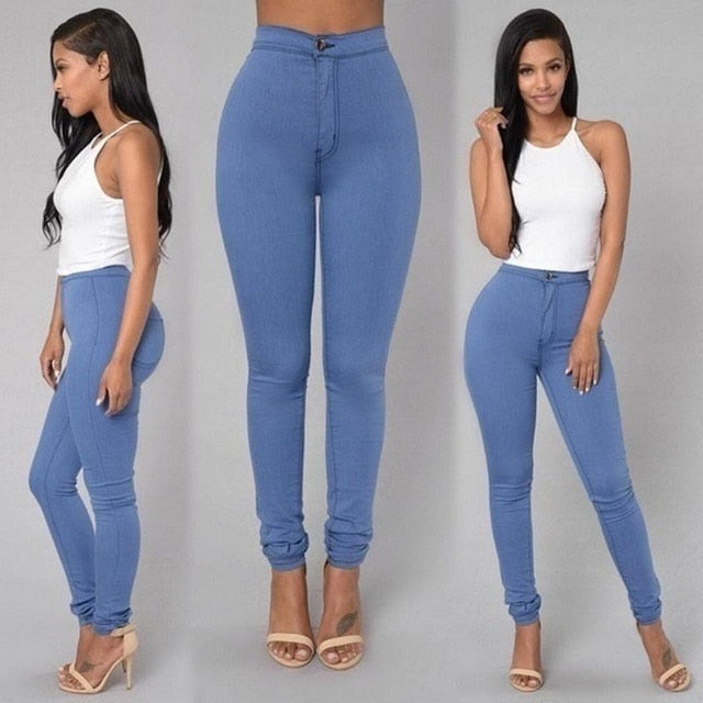 VenusFox Plus Size Solid Wash Bodycon Push Up Skinny Jeans