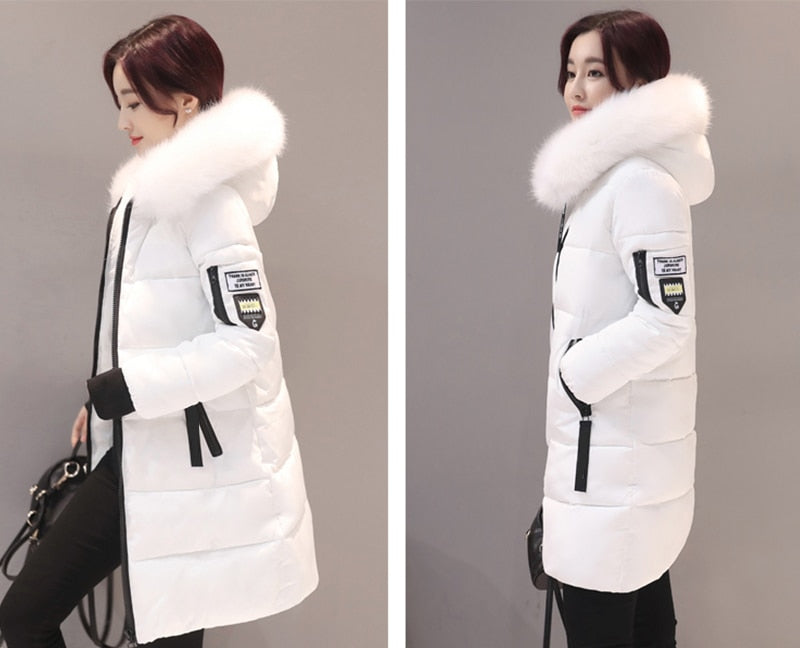 VenusFox Long Parka Hooded Jacket With Fur collar