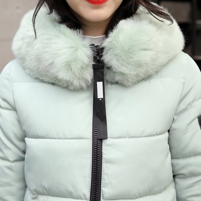 VenusFox Long Parka Hooded Jacket With Fur collar