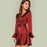 VenusFox Women V-Neck Ruffle Belted Cut Out Long Sleeve Party Mini Dress