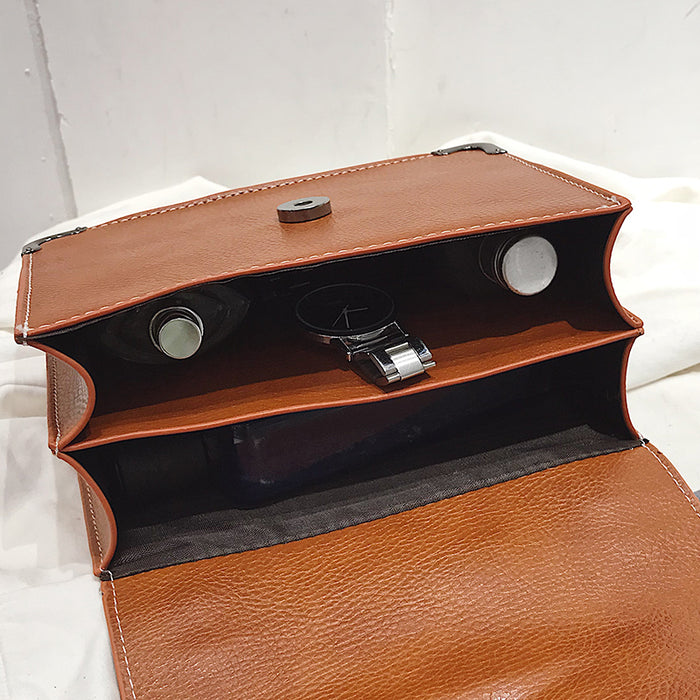 Fashion Leather Rivet Lock Square Bag