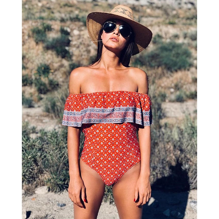 Sexy Off The Shoulder One Piece Swimsuit