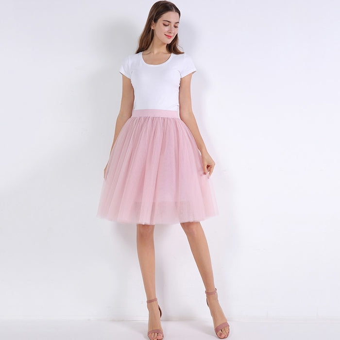 VenusFox Lolita 5 Layers Tulle Bridesmaids Midi Skirt