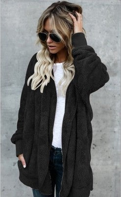 VenusFox Long Cardigan Warm Fur Coat with Pocket
