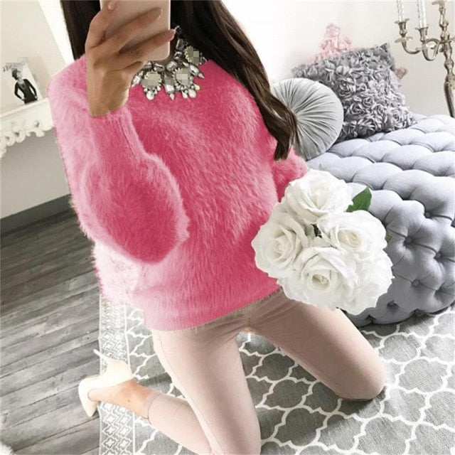 VenusFox Soft Knitted Fleece Warm Elegant Sweater Pullovers Top