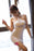 VenusFox Sexy Women Ice Silk Transparent Stripe Halter Backless MINI Dress