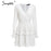 VenusFox Elegant pleated chiffon ruffles white dresses