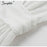VenusFox Elegant pleated chiffon ruffles white dresses