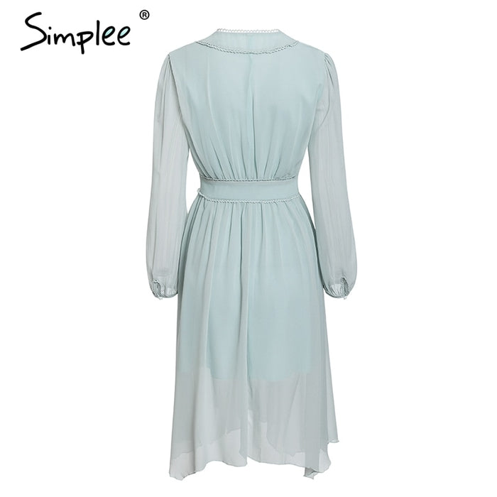 VenusFox Elegant casual Long sleeve mint green dress