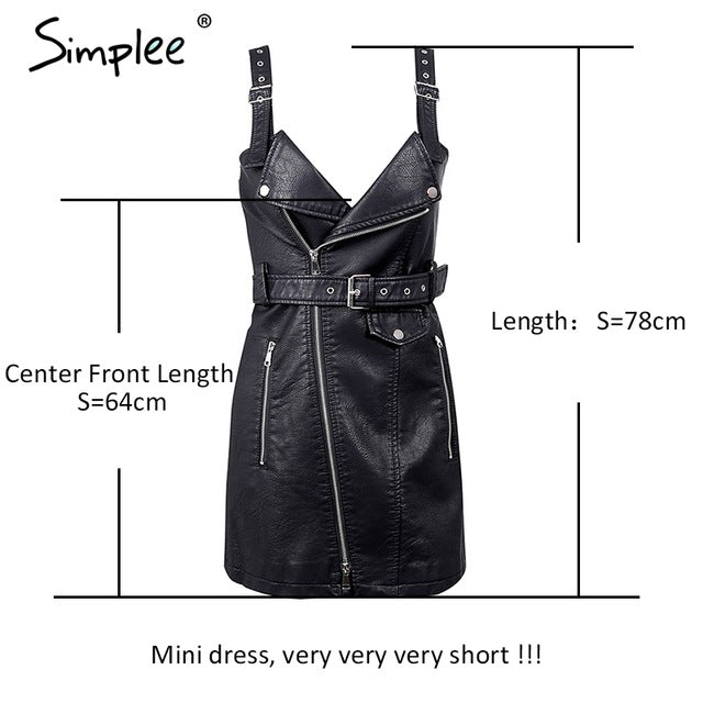 VenusFox Fashion leather mini bodycon dress